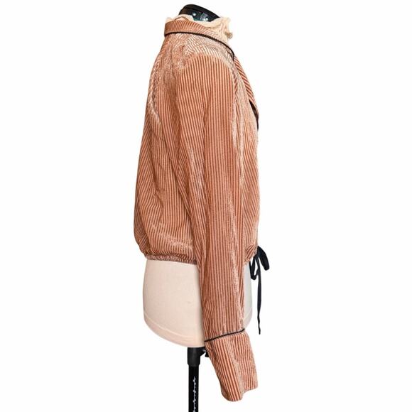 Free People Aspen Nights Velvet Cinched Jacket Blush Mauve Women M - Picture 3 of 9